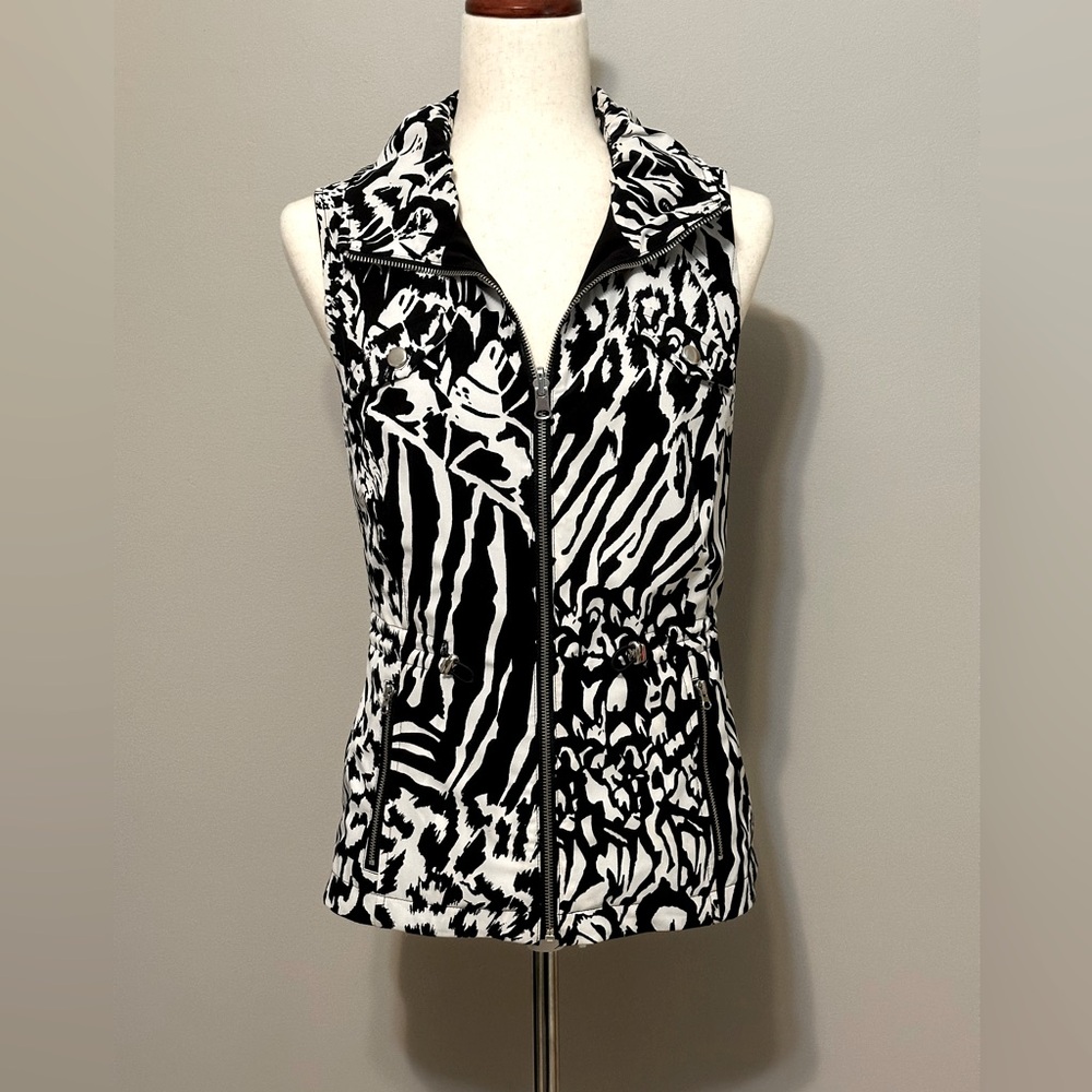 Chico's Zenergy Black and White Animal Print Vest